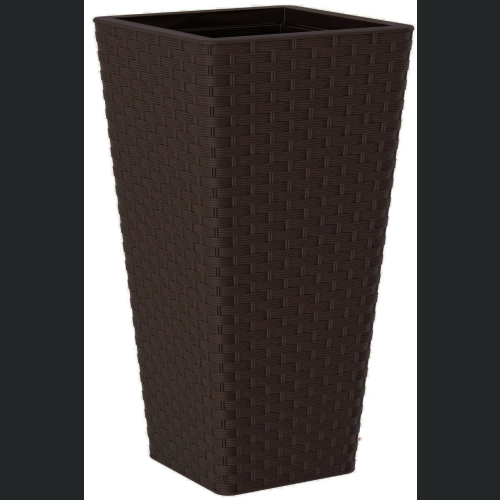 Doniczka Rattana Slim kwadrat 29x29 h56 - Ciemny Brąz