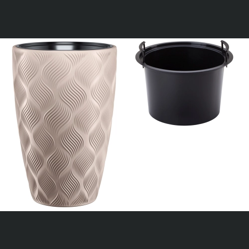 Doniczka Flow Slim 30 h48 + wkład - Taupe