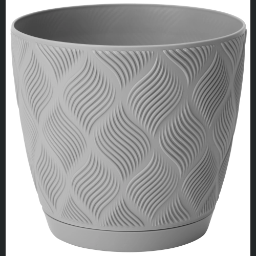 Doniczka FLOW Petit ECO Recycled z podst 15 h14 - Platyna