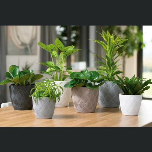 Doniczka FLOW Petit ECO Recycled z podst 15 h14 - Platyna