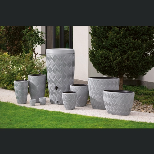 Doniczka FLOW Petit ECO Recycled z podst 17 h15 - Platyna