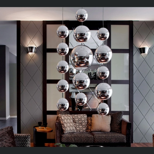 Girlanda z kul CHROME stal nierdzewna 6 h100 - Srebrna