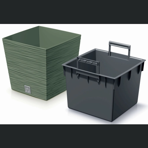 Doniczka FURU Square Low DFS300 30x30 h29 - Ziemisty zielony