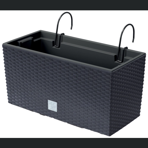Skrzynka balkonowa Rato rattan DRC400W + haki - Antracyt