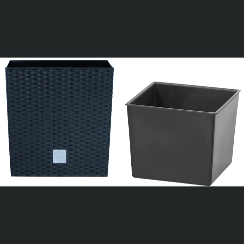 Doniczka rattan Rato Low DRTS225L 22x22 h23 - Antracyt