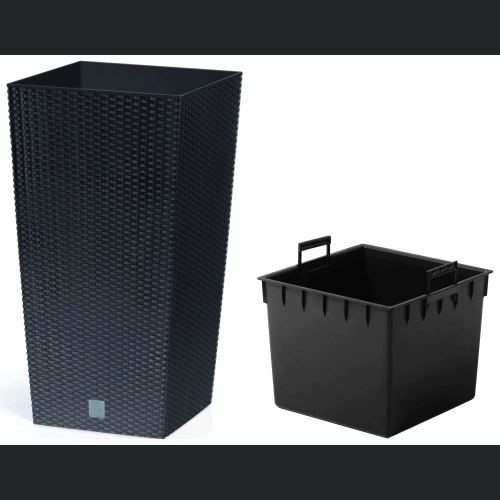 Doniczka rattan Rato Square DRTS300 29x29 h55 - Antracyt