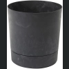 Doniczka donica AURA recycled z podstawką 12,5 h13 - Czarny beton