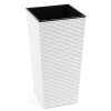 Doniczka Finezja + wkład 25x25 h47 - Biała rattan