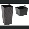 Doniczka Finezja + wkład 40x40 h75 - Grafit rattan