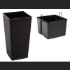Doniczka Finezja recycled + wkład 35x35 h68 - Czarna rattan