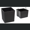 Doniczka Juka recycled + wkład 30x30 h31 - Czarna rattan