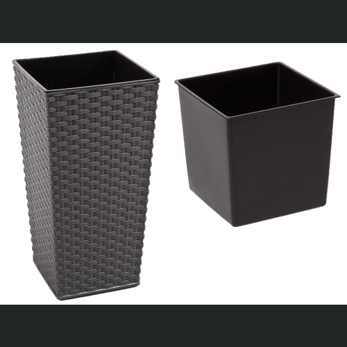 Doniczka Finezja + wkład 25x25 h47 - Grafit rattan