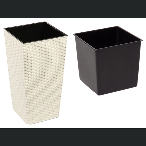 Doniczka Finezja + wkład 25x25 h47 - Krem rattan