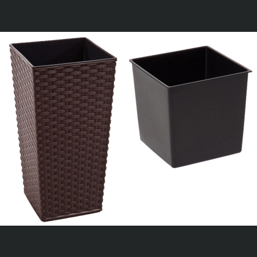 Doniczka Finezja + wkład 25x25 h47 - Mokka rattan