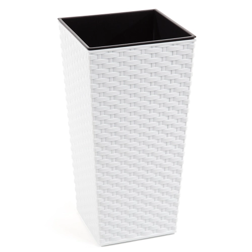 Doniczka Finezja + wkład 40x40 h75 - Biała rattan