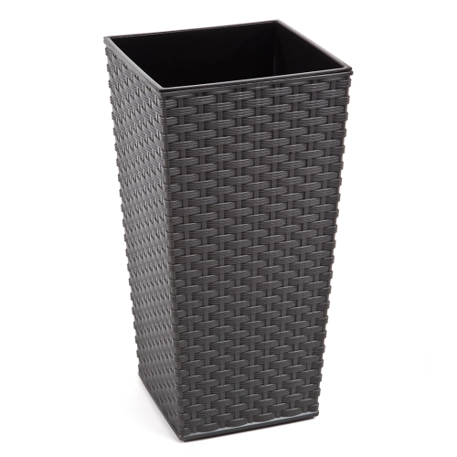 Doniczka Finezja + wkład 40x40 h75 - Grafit rattan