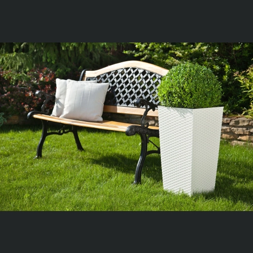 Doniczka Finezja + wkład 40x40 h75 - Krem rattan