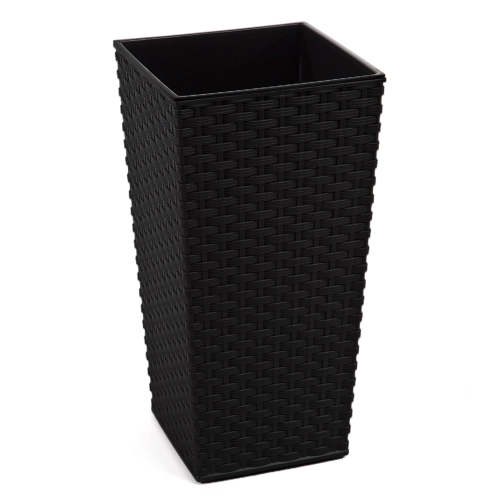 Doniczka Finezja recycled + wkład 35x35 h68 - Czarna rattan