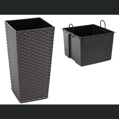 Doniczka Finezja + wkład 35x35 h68 - Grafit rattan