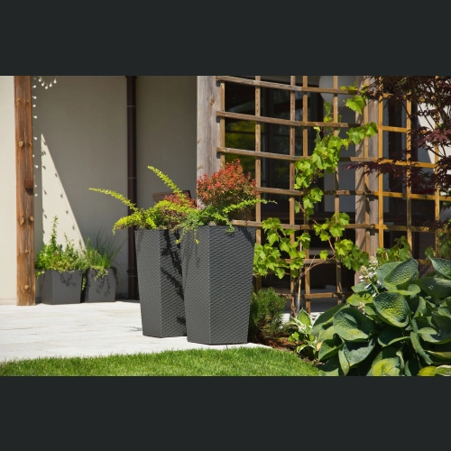 Doniczka Finezja + wkład 35x35 h68 - Grafit rattan