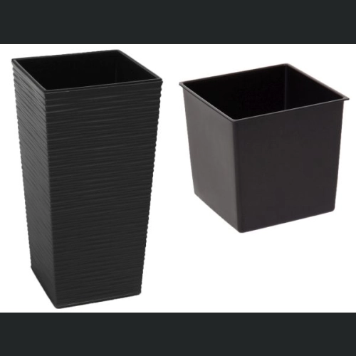 Doniczka Finezja recycled 19x19 h37 - Czarna dłuto