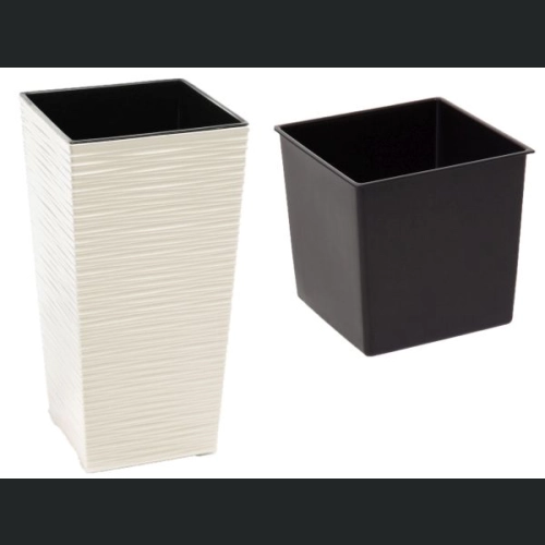 Doniczka Finezja recycled 19x19 h37 - Krem dłuto