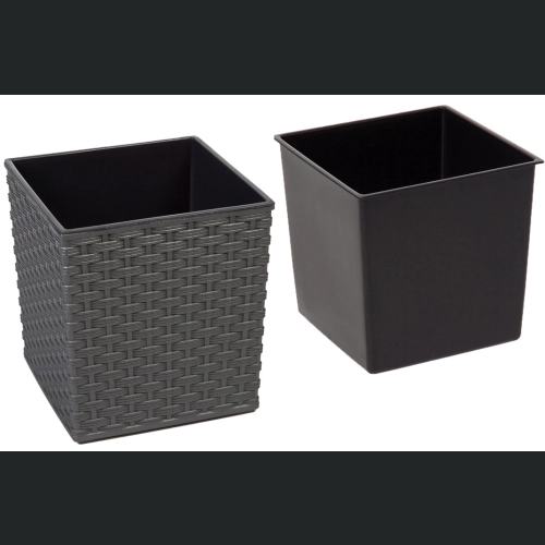 Doniczka Juka + wkład 19x19 h19 - Grafit rattan
