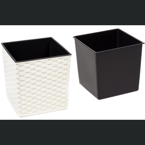 Doniczka Juka + wkład 19x19 h19 - Krem rattan