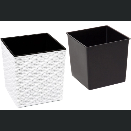 Doniczka Juka + wkład 25x25 h26 - Biała rattan