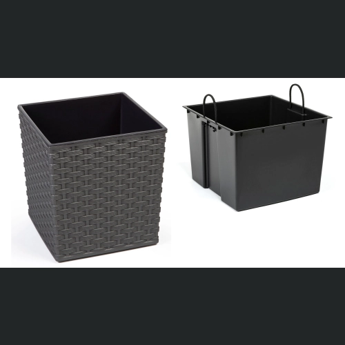 Doniczka Juka + wkład 30x30 h31 - Grafit rattan