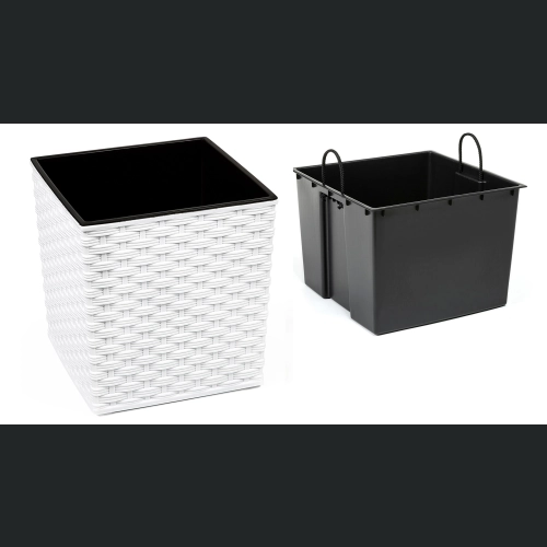 Doniczka Juka + wkład 40x40 h41 - Biała rattan
