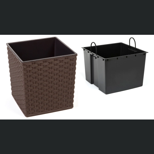 Doniczka Juka + wkład 40x40 h41 - Mokka rattan