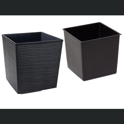 Doniczka Juka recycled + wkład 25x25 h26 - Czarna dłuto