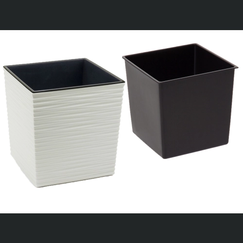 Doniczka Juka recycled + wkład 25x25 h26 - Krem dłuto