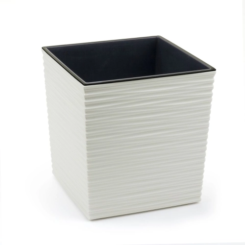 Doniczka Juka recycled + wkład 25x25 h26 - Krem dłuto