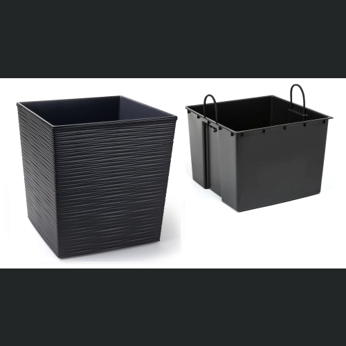 Doniczka Juka recycled + wkład 40x40 h41 - Czarna dłuto