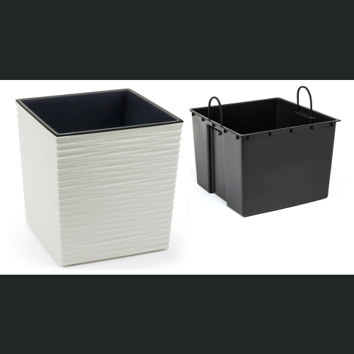 Doniczka Juka recycled + wkład 40x40 h41 - Krem dłuto