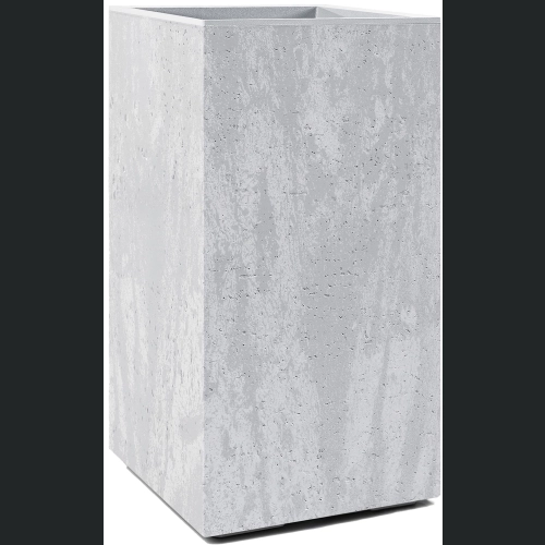 Doniczka KARO wysoka recycled na kółkach 29x29 h59 - Szary beton