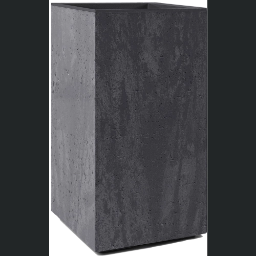 Doniczka KARO wysoka recycled na kółkach 29x29 h59 - Czarny beton