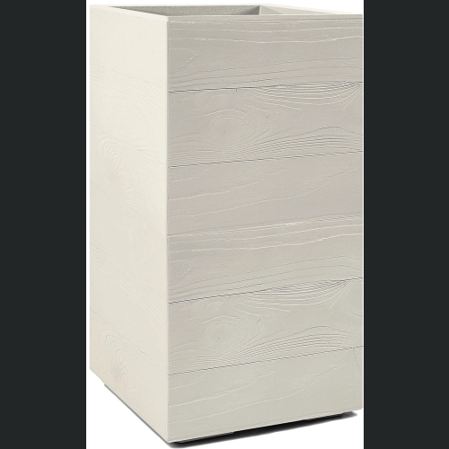 Doniczka KARO deska wysoka recycled na kółkach 29x29 h59 - Beżowy
