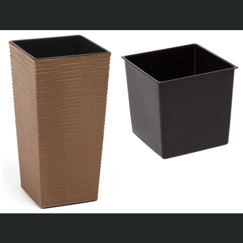 Doniczka Finezja ECO dłuto 19x19 h37 Naturalne drewno