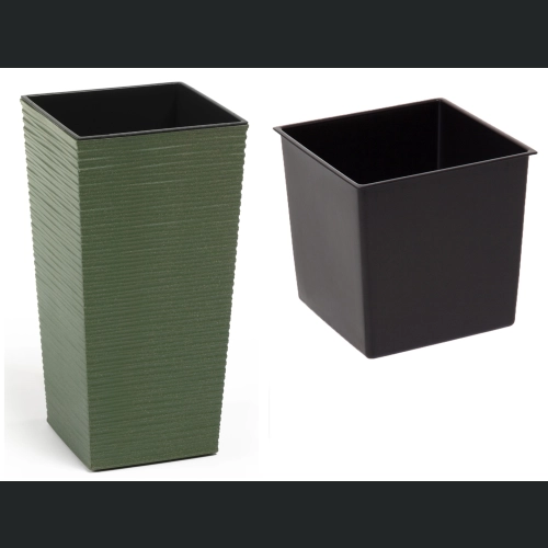 Doniczka Finezja ECO dłuto 19x19 h37 - Zielony leśny