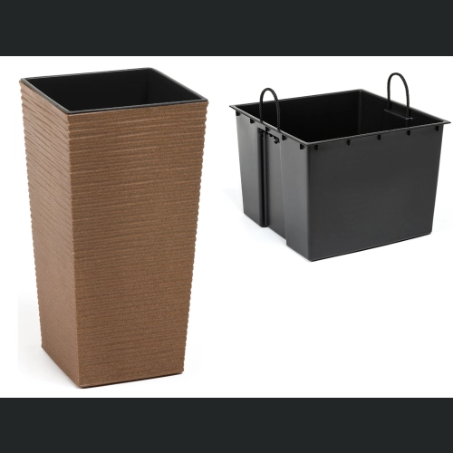 Doniczka Finezja ECO dłuto 35x35 h68 Naturalne drewno