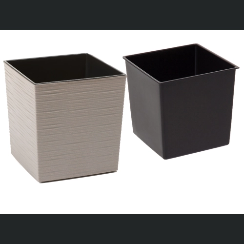 Doniczka Juka ECO dłuto + wkład 19x19 h19 - Szara