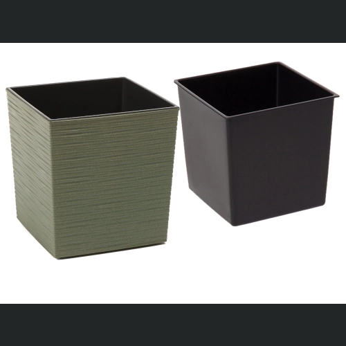Doniczka Juka ECO dłuto + wkład 25x25 h26 - Zielony leśny