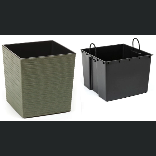 Doniczka Juka ECO dłuto + wkład 40x40 h41 - Zielony leśny