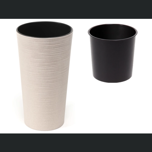 Doniczka Lilia ECO wood + wkład 19 h36 - Biały dłuto