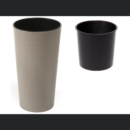 Doniczka Lilia ECO wood + wkład 25 h47 - Szara dłuto