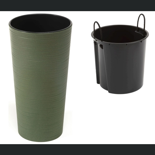 Doniczka Lilia ECO wood + wkład 30 h57 - Zielony leśny dłuto