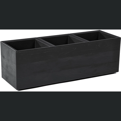 Donica doniczka KARO deska recycled na kółkach 90x30 h30 - Czarna